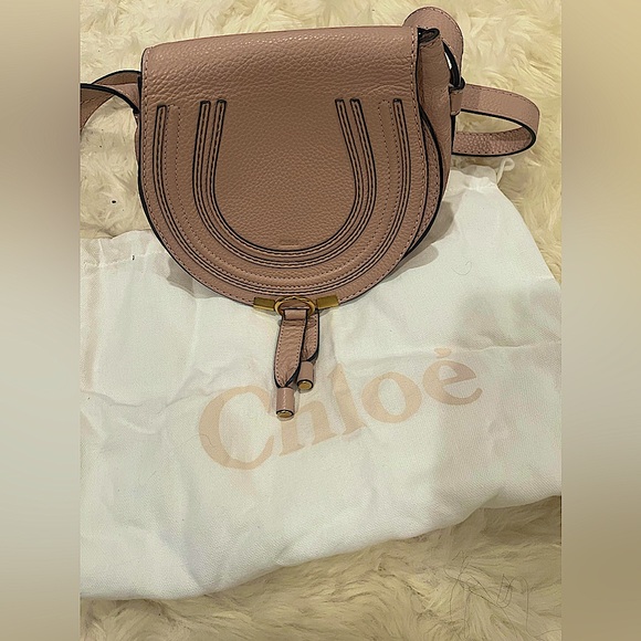 NEW: Chloe Marcie Small Leather Saddle Bag in Nomad Beige - Picture 3 of 10